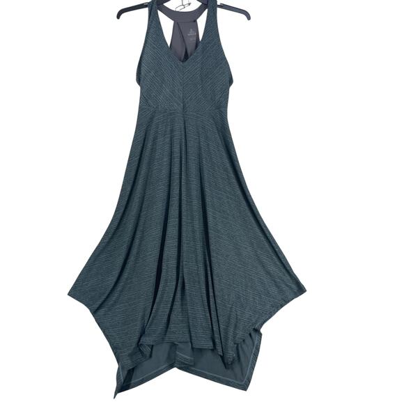 Prana Dresses & Skirts - Prana Active Dress Womens Large Blue Handkerchief Hem Keyhole Back Performance